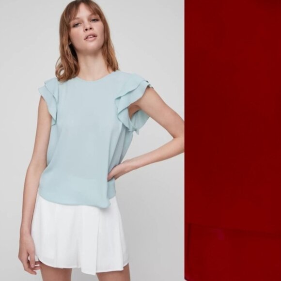 Aritzia Tops - Aritzia Sunday Best Sz L OHara Red Ruffle Blouse